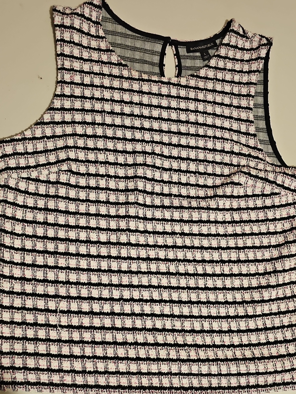 Banana Republic Pink and Black Tweed Sleeveless Shell